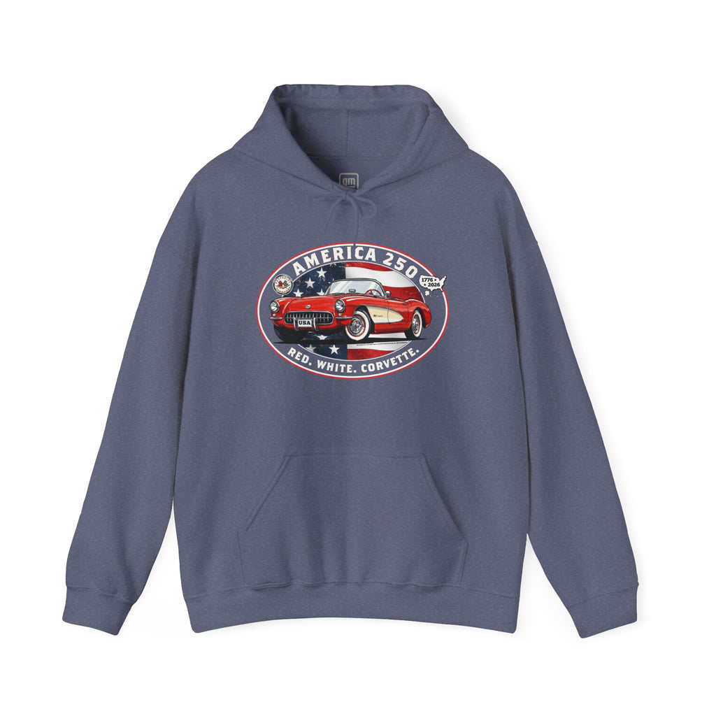 Corvette C1 "Red. White. Corvette." America 250 Oval Pullover Hoodie