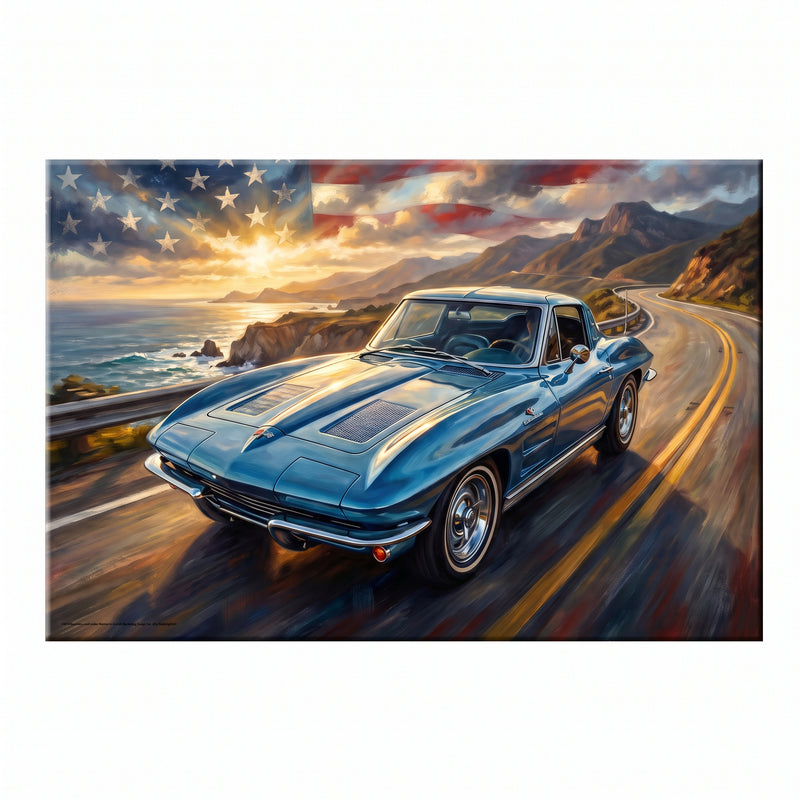 Corvette C2 Pacific Coast Highway Canvas Wall Art