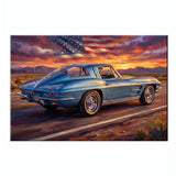 Corvette C2 Rearview Highway Canvas Wall Art