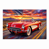 Corvette C1 Red C1 Americana Highway Canvas Wall Art
