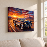 Corvette C1 Black C1 Americana Highway Canvas Wall Art