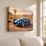 Carroll Shelby Blue Cobra 427 Open-Top Roadster Desert Mountains Canvas Wall Art