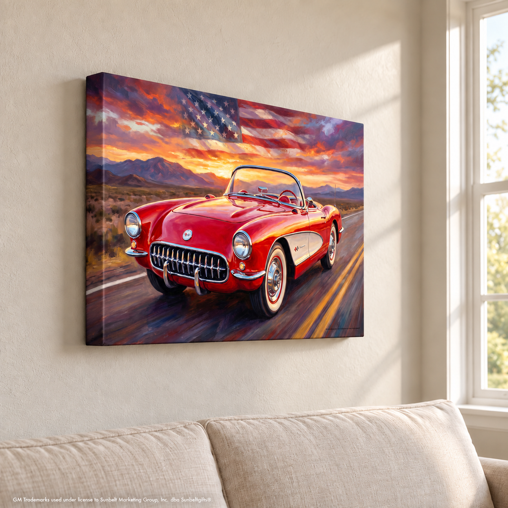 Corvette C1 Red C1 Americana Highway Canvas Wall Art