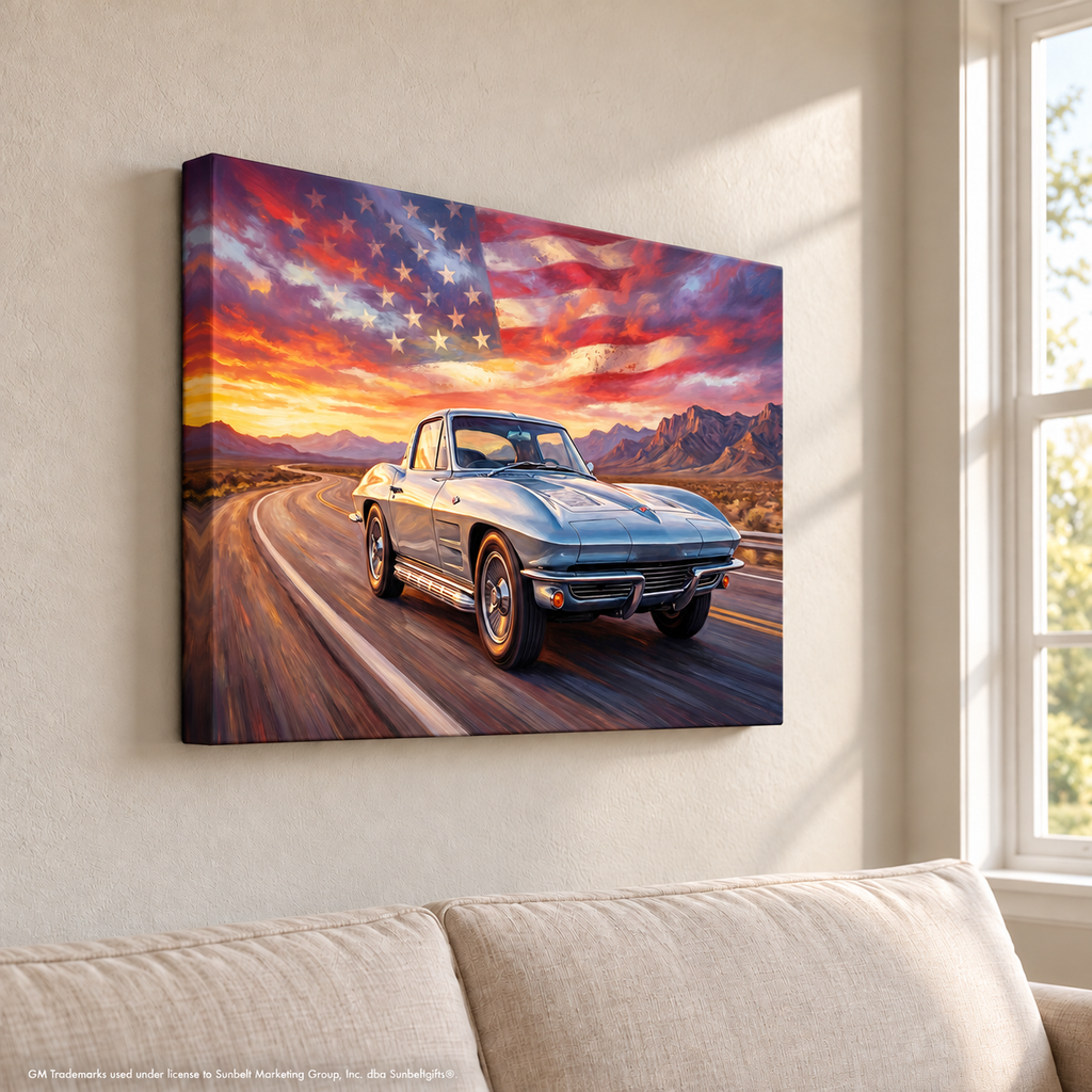 Corvette C2 Americana Highway Canvas Wall Art