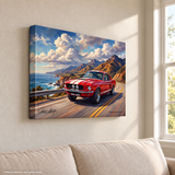 Carroll Shelby GT500 Canvas Wall Art, Red Coupe, Pacific Coast Highway