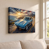 Corvette C2 Pacific Coast Highway Canvas Wall Art