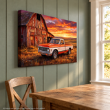 Chevy C10 Orange and White Barn Canvas Wall Art