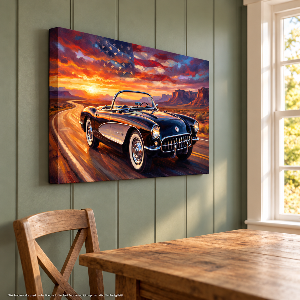 Corvette C1 Black C1 Americana Highway Canvas Wall Art