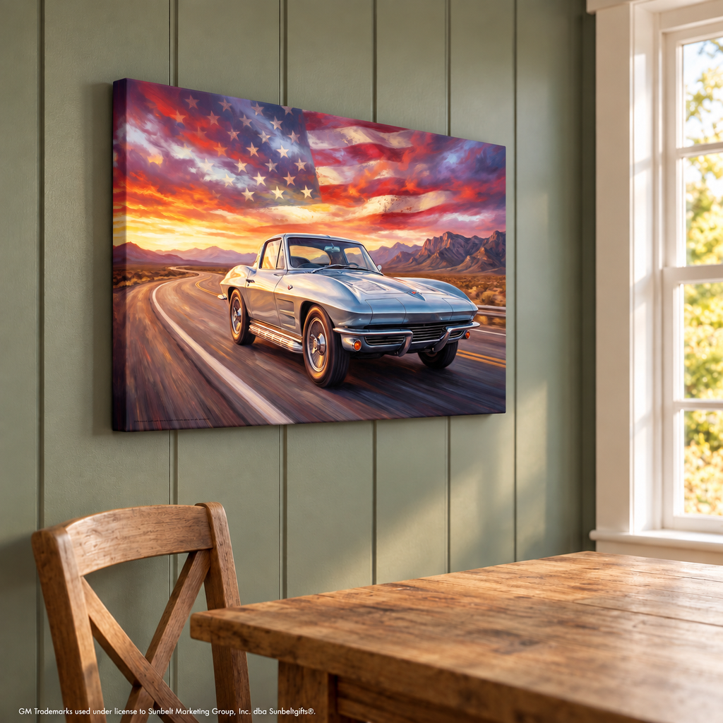 Corvette C2 Americana Highway Canvas Wall Art
