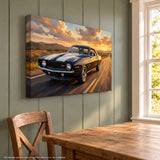 Camaro Z28 Black and White Desert Highway Canvas Wall Art