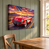 Corvette C1 Red C1 Americana Highway Canvas Wall Art