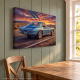 Corvette C2 Rearview Highway Canvas Wall Art