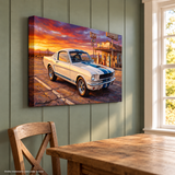 Carroll Shelby White GT350 Sports Coupe Front View Vintage Gas Station Canvas Wall Art