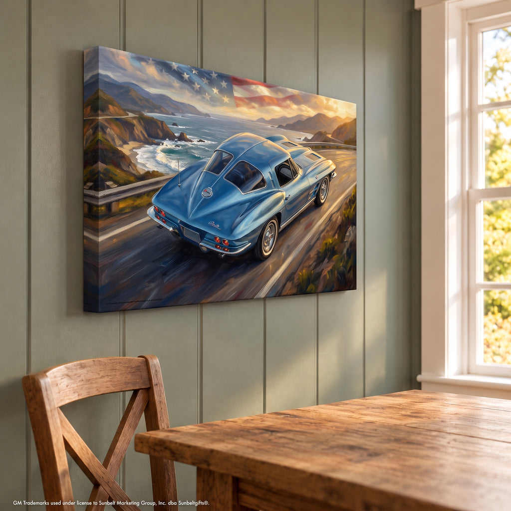 Corvette C2 Rearview Pacific Coast Highway Canvas Wall Art