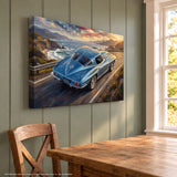 Corvette C2 Rearview Pacific Coast Highway Canvas Wall Art