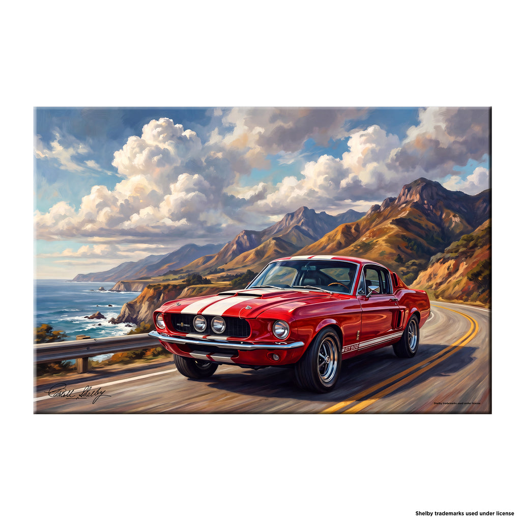 Carroll Shelby GT500 Canvas Wall Art, Red Coupe, Pacific Coast Highway