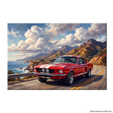 Carroll Shelby GT500 Canvas Wall Art, Red Coupe, Pacific Coast Highway