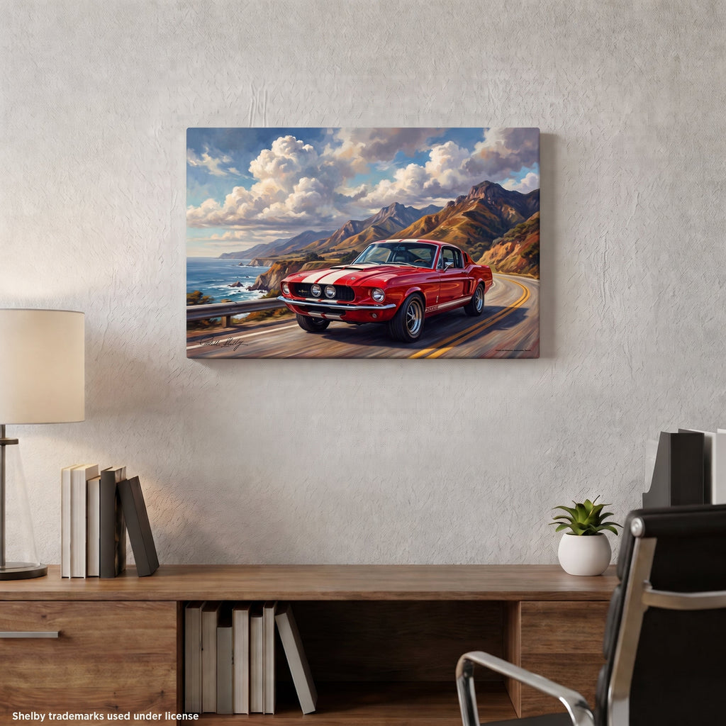 Carroll Shelby GT500 Canvas Wall Art, Red Coupe, Pacific Coast Highway