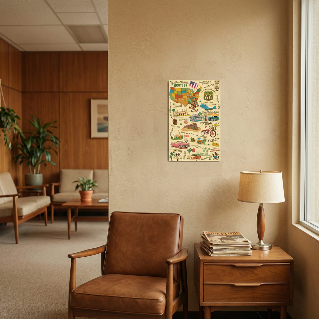 Legends of Route 66  with Mascots USA Made 22 Gauge 12 x 18 Metal Wall Decor– Sunbeltgifts® 100th Anniversary Edition