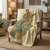 Legends of Route 66 100th Anniversary Personalized Sherpa Blanket – Vintage Map Design | 50" x 60" Cozy Throw