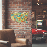 Legends of Route 66 USA Destination Map, 22 Gauge Metal Die Cut Wall Decor with Mascots-Sunbeltgifts® 100th Anniversary Edition-Made in the USA, Available in 2 sizes