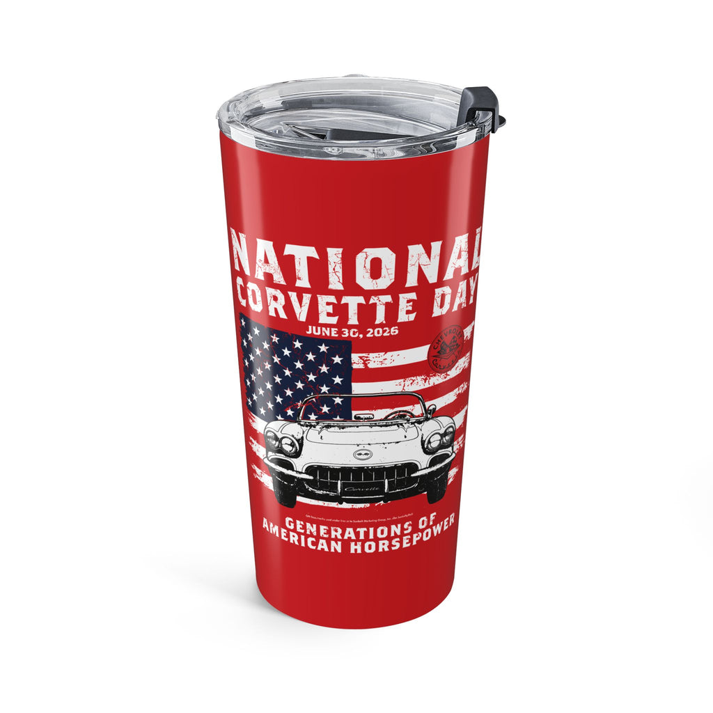 Limited Release 2026 National Corvette Day – 20oz Tumbler (Red, White, Navy) – Collector Car Enthusiast Gift, Automotive Collector's Drinkware, Car Lover's Present