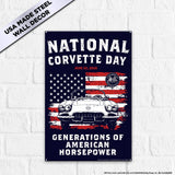 National Corvette Day 2026 Metal Wall Decor – 12" x 18" (Red, White, or Navy | Limited Edition)