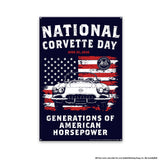 National Corvette Day 2026 Metal Wall Decor – 12" x 18" (Red, White, or Navy | Limited Edition)