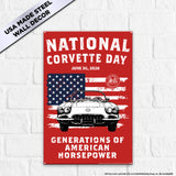 National Corvette Day 2026 Metal Wall Decor – 12" x 18" (Red, White, or Navy | Limited Edition)