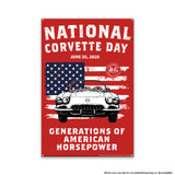 National Corvette Day 2026 Metal Wall Decor – 12" x 18" (Red, White, or Navy | Limited Edition)