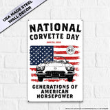 National Corvette Day 2026 Metal Wall Decor – 12" x 18" (Red, White, or Navy | Limited Edition)