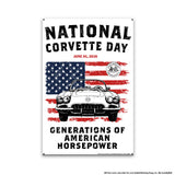 National Corvette Day 2026 Metal Wall Decor – 12" x 18" (Red, White, or Navy | Limited Edition)