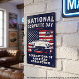National Corvette Day 2026 Metal Wall Decor – 12" x 18" (Red, White, or Navy | Limited Edition)