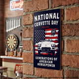 National Corvette Day 2026 Metal Wall Decor – 12" x 18" (Red, White, or Navy | Limited Edition)