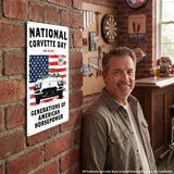 National Corvette Day 2026 Metal Wall Decor – 12" x 18" (Red, White, or Navy | Limited Edition)