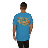 Legends of Route 66 100th Anniversary Landmark Map Design Cotton Front and Back Printed Short Sleeve Tee