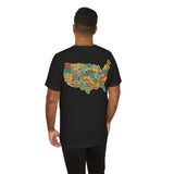 Legends of Route 66 100th Anniversary Landmark Map Design Cotton Front and Back Printed Short Sleeve Tee