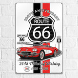 C1 Corvette Route 66 100th Anniversary 12x18 Metal Sign – Red & White Corvette Edition