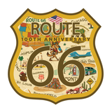 Legends of Route 66 100th Anniversary Die‑Cut Shield Metal Sign | USA‑Made