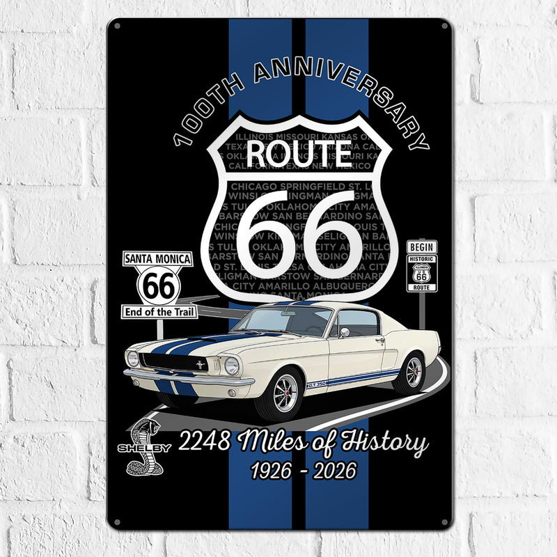 Route 66 100th Anniversary Metal Sign – Shelby GT350 Edition (12 x 18 inches)