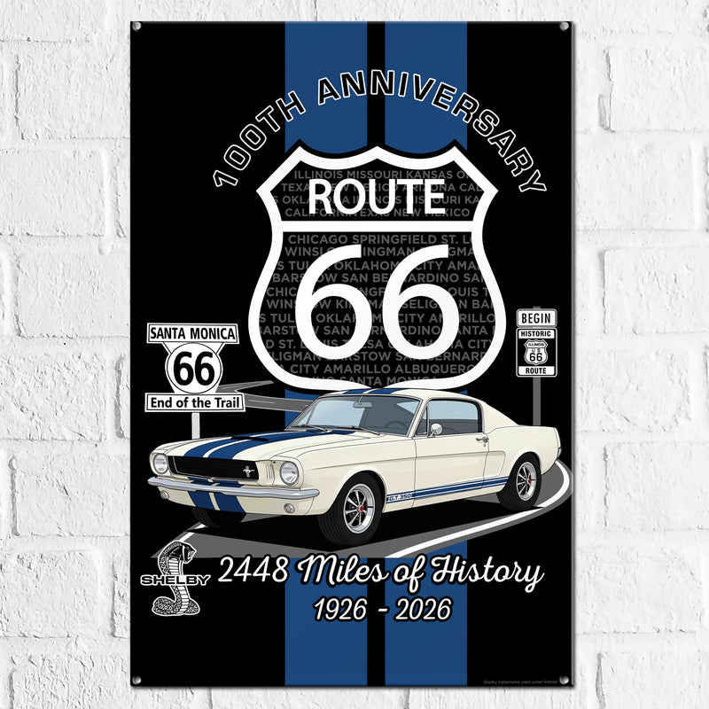 Route 66 100th Anniversary Metal Sign – Shelby GT350 Edition (12 x 18 inches)