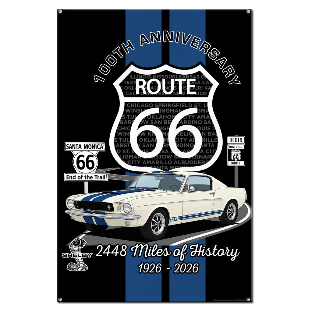 Route 66 100th Anniversary Metal Sign – Shelby GT350 Edition (12 x 18 inches)