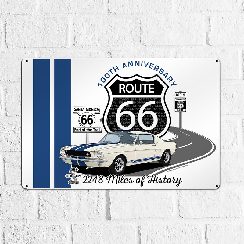 Route 66 100th Anniversary Metal Sign – Shelby GT350 Edition (18 x 12 inches)