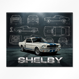 Shelby GT350 Blueprint Metal Sign – Made in the USA Classic Muscle Car Wall Décor 13.5 x 16 inches