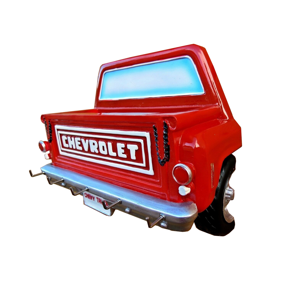 Chevy Step Side Truck Rear Wall Mounted 5 Hook Key Rack and Letter Holder, 7.5 x 4 x 3 inches, Recessed Brackets for Easy Installaton