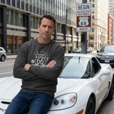 Personalized C6 Corvette Route 66 100th Anniversary Sweatshirt – Custom Text & Car Color Graphic Sweatshirt