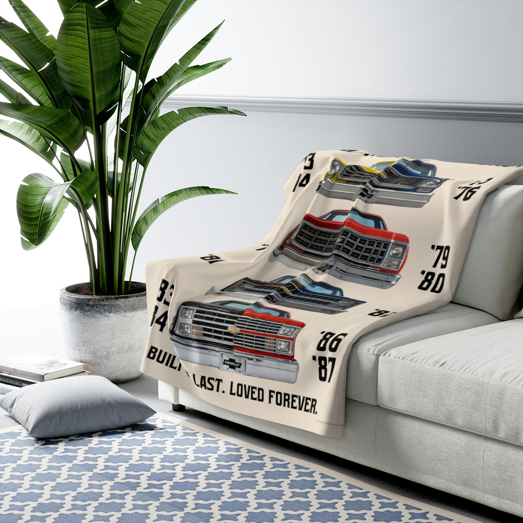 Chevrolet C10 Square Body Legacy Ultra Plush Sherpa Blanket – 50×60 Stacked Year Edition