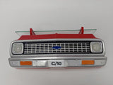 1972 C10 Truck Red, White Wall Shelf, 19.7x6.1x7.9 inches, Tempered Glass, Battery Powered LED Headlights, Car Enthusiast Gift, Classic Truck Decor, Chevy Collector Item