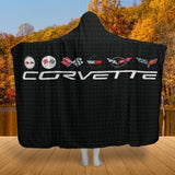C1-C6 Corvette Hooded Blanket – Carbon Background & Sherpa Fleece, Built for the Drive, Styled for the Chill, 2 Sizes