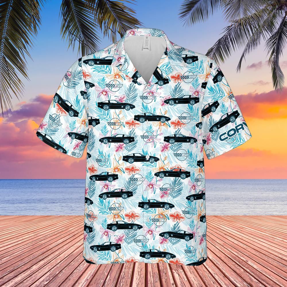 C4 Chevrolet Corvette Hawaiian Shirt Black Men's Short Sleeve Front Button Hawaiian Shirt